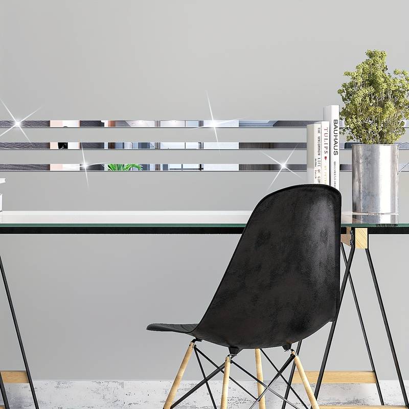 Set de 10 Benzi Decorative Autocolante, Dimensiune 2 x 30 cm pentru Decorarea Spatiului Interior, Argintie - InteriorLuxDesign