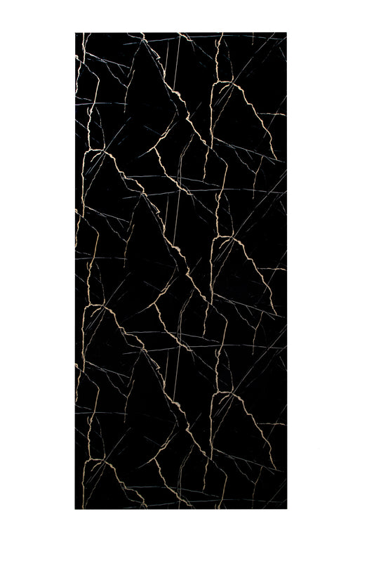 Placa Decorativa PVC Imitatie Marmura, 2800x1200 mm, Negru cu Auriu