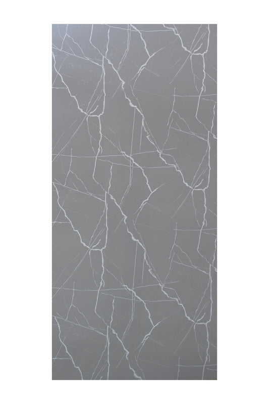 Placa Decorativa PVC Imitatie Marmura, 2800x1200 mm, Gri mat cu Textura Alba
