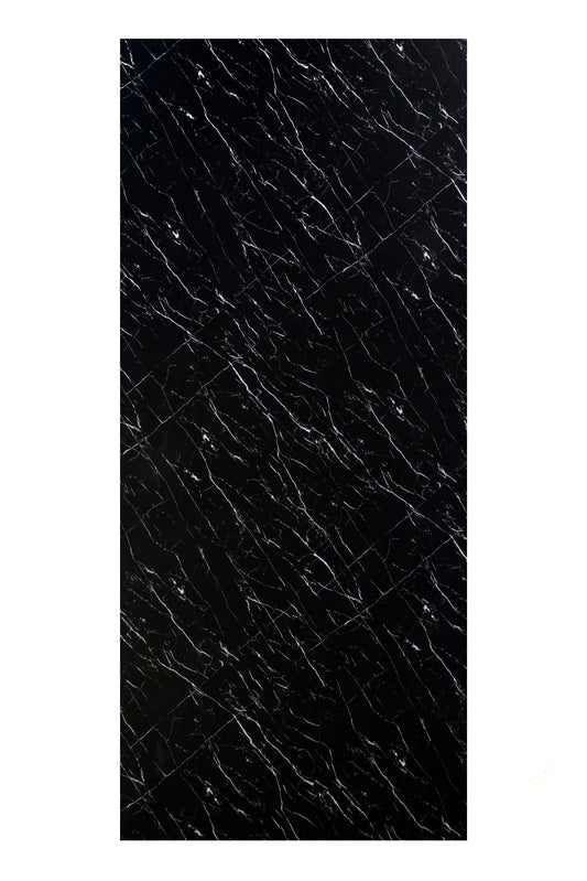 Placa Decorativa PVC Imitatie Marmura, 2800x1200 mm, Negru mat cu Veniatura Alba