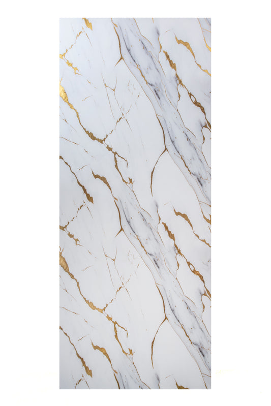 Placa Decorativa PVC Imitatie Marmura, 2800x1200 mm, White and Gold Luxury
