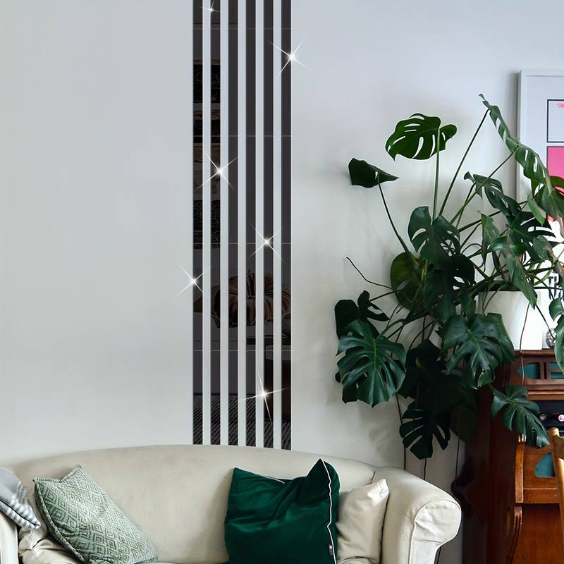 Set de 10 Benzi Decorative Autocolante, Dimensiune 2 x 30 cm pentru Decorarea Spatiului Interior, Argintie - InteriorLuxDesign
